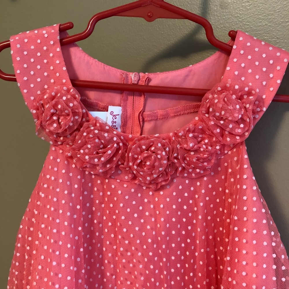 Jessica Ann Girls Coral Polka Dot